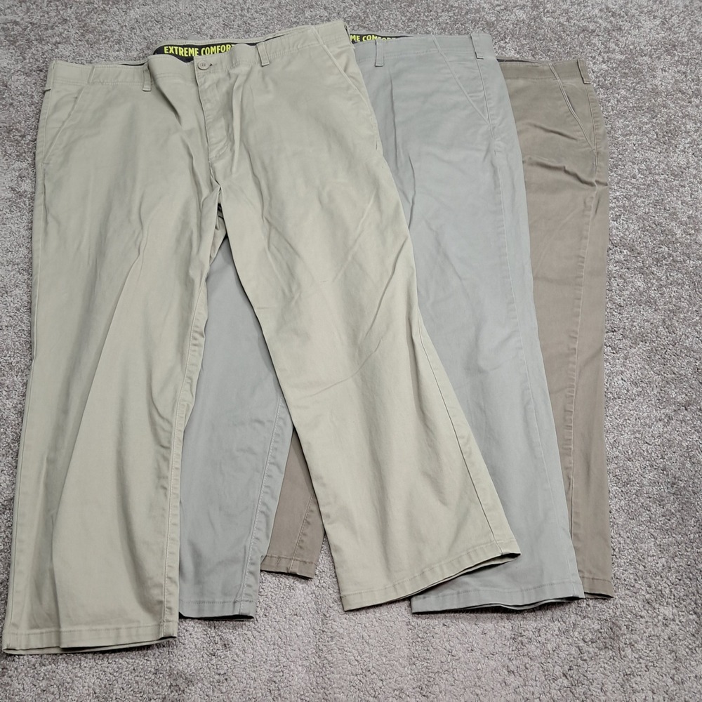 Lee Mens Extreme Comfort Straight Fit Pants Bundle 44x28 Khaki Tan Grey 3 Pack